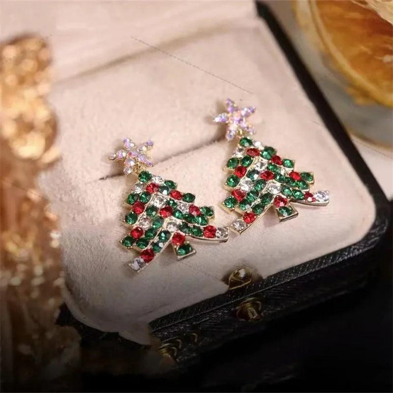 Colorful Zircon Christmas Tree Earrings