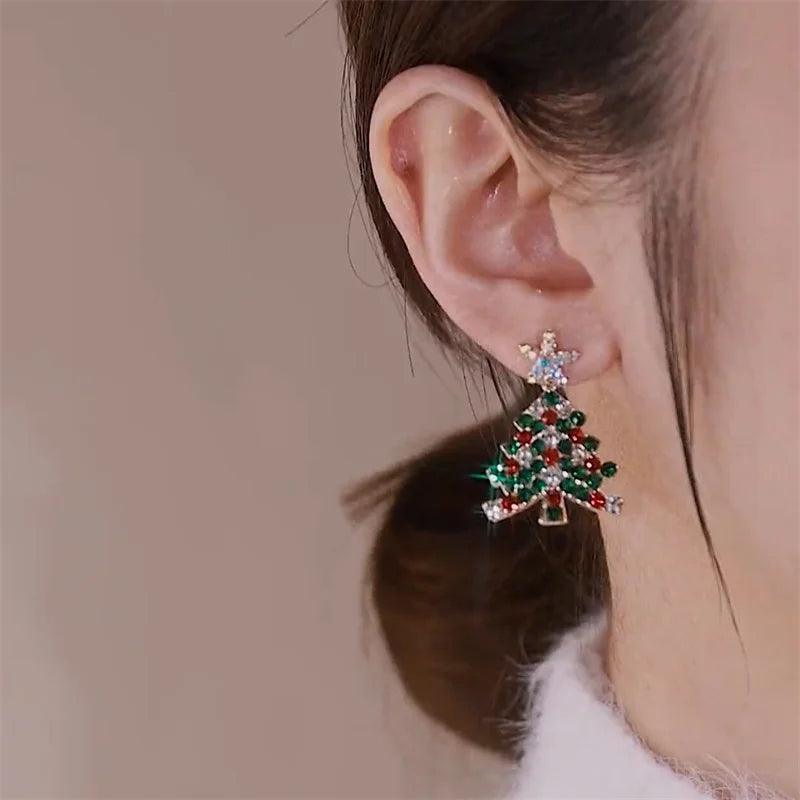 Colorful Zircon Christmas Tree Earrings