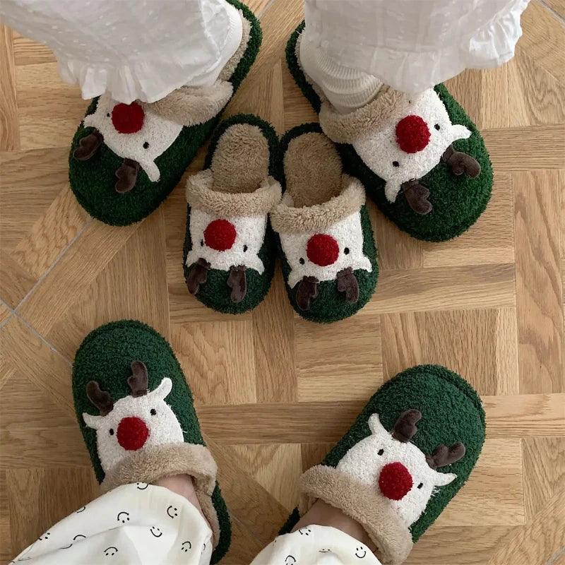 Christmas Elk Plush Slippers