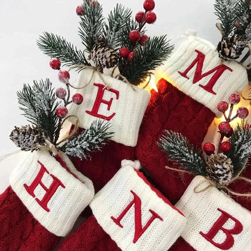 Knitted Christmas Snowflake Stockings