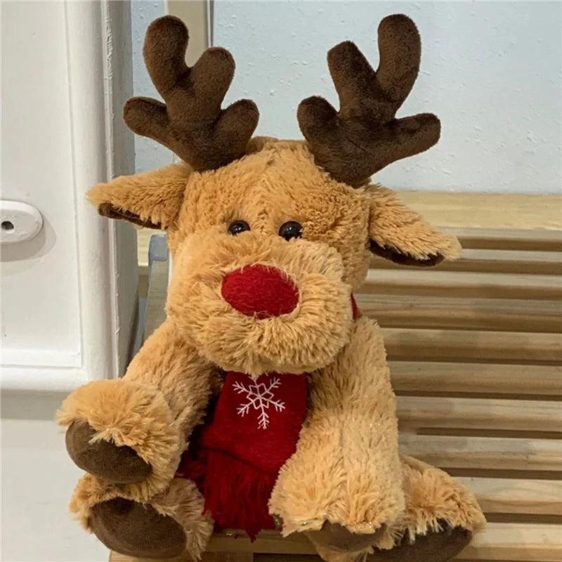 28cm Christmas Reindeer Plush Toy with Scarf