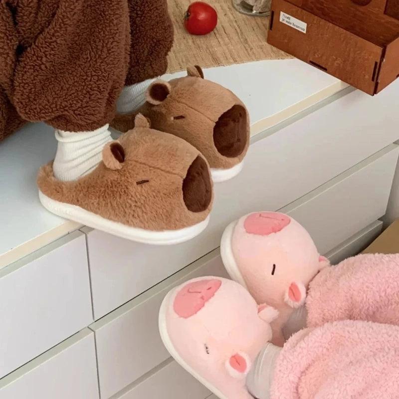 Cute Capybara Design Winter Slippers