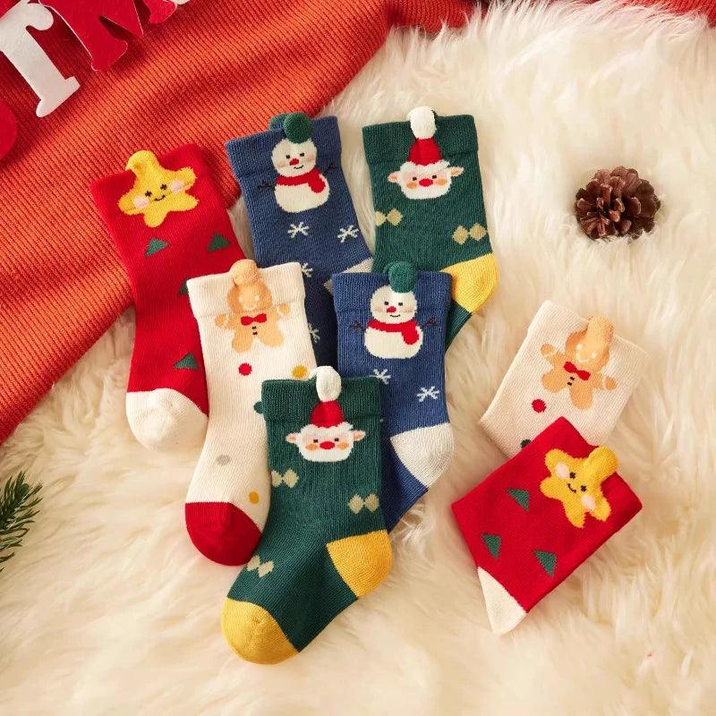 4 Pairs Christmas Reindeer Socks for Kids